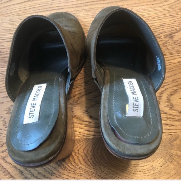 Steve Madden Olive Green Stacked Open Toe Mule - Picture 8 of 8